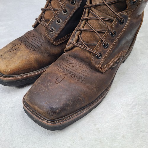Justin Pulley 8" Stahlkappe Arbeitsstiefel Braun Herren Größe 10D 10 - Bild 2 von 22