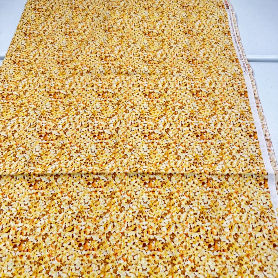 SSI fabric yellow floral symphony of spring quilting cotton 42x73 2 yards - Image 3 of 4