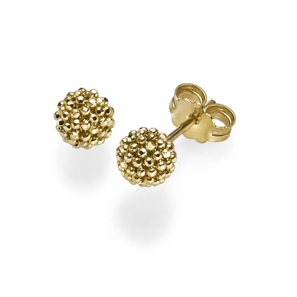 Himbeer Ohrstecker Aus 585 Gold Gelbgold Kugel 6Mm Ohrringe Ohrschmuck Damen-image