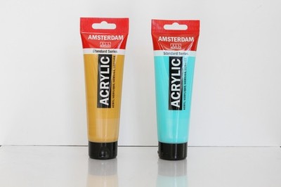 Talens Amsterdam Feine Acrylfarben 120ml - Lichter Ocker + Türkisgrün - B-Ware