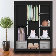 71" Portable Clothes Storage Closet Organizer Wardrobe Rack Shelf Dustproof Home
