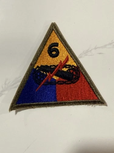 VTG WW2 6th US Army Armored Tank Division Military Patch w/ OD Border #1