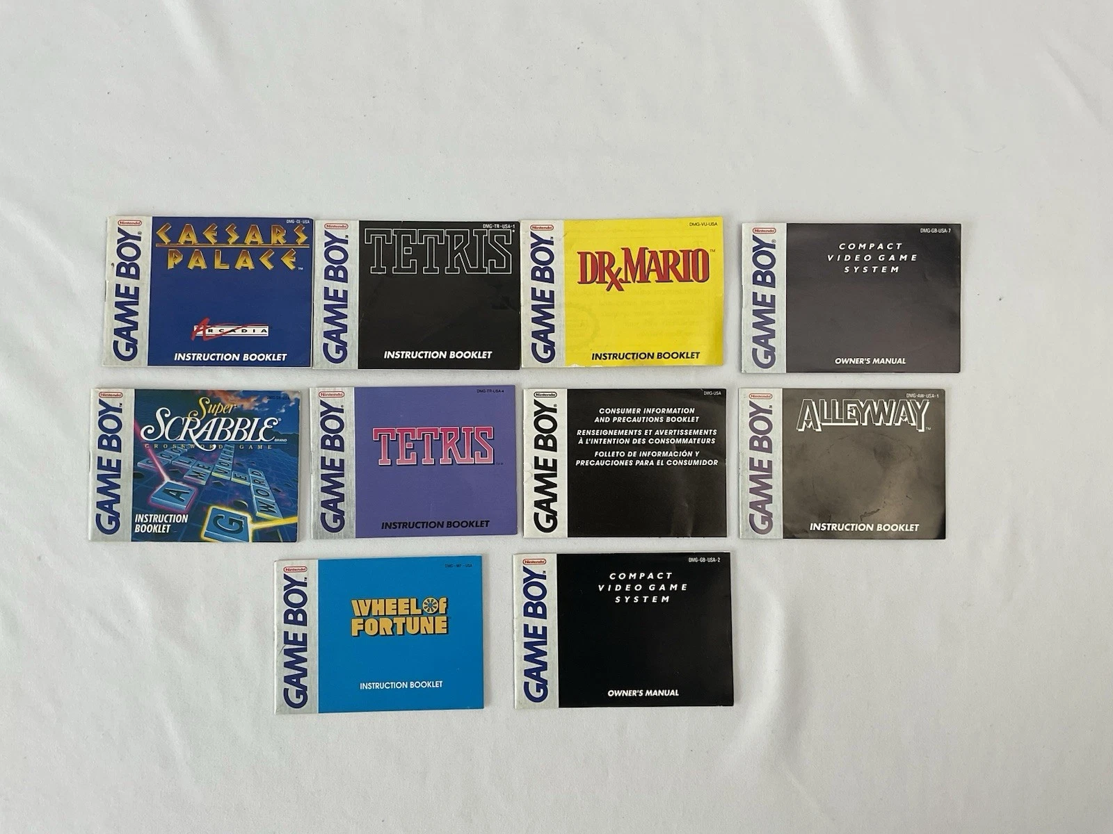 Lot Of 10 Gameboy Instruction Booklet Bundle Assorted Tetris Dr Mario Scrabble