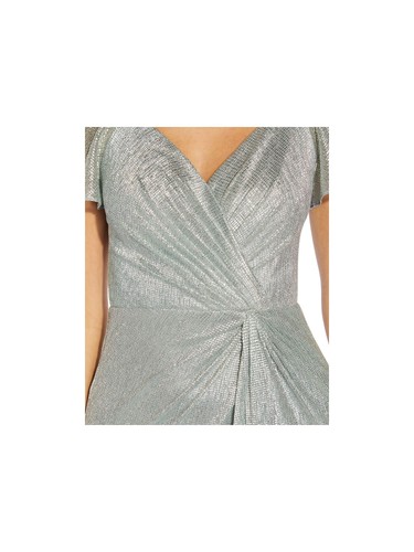 ADRIANNA PAPELL Womens Aqua Twist Front Lined Hi Slit Formal Dress 4 - Picture 7 of 11