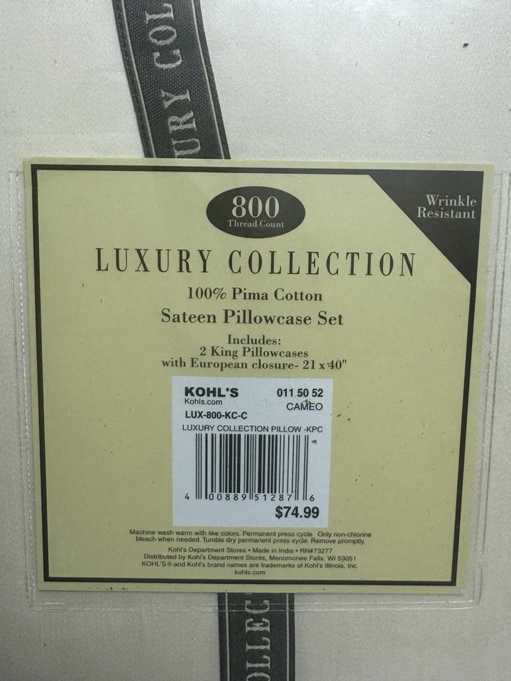 Fundas de almohada de satén 100 % algodón Pima colección de lujo de 800 hilos King Foto 4 de 4