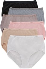 Women  s 6-Pack Cotton Brief Underwear Soft Stretch Moisture-Wicking Full Coverag