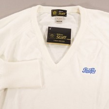 Vintage Wilson Staff Sweater Mens Medium Cream Orlon V Neck Pepsi Made in USA