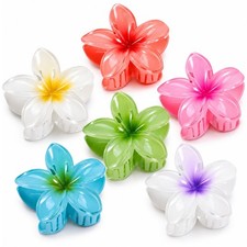 Hawaiian Flower Hair Clips 6 Pack Colorful Claw Clips for Women Girls, La...