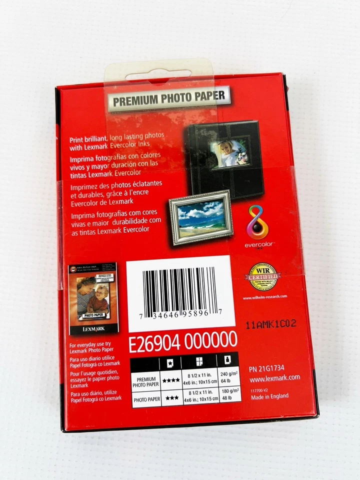 Lexmark 60 Sheets 4 x 6 Inch Photo Paper Inkjet Printers 240 G/m 64lb New - Image 2 of 2