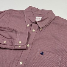 Brooks Brothers 346 Shirt Mens XL Red Check Button Down Long Sleeve Casual
