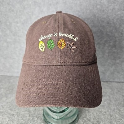 Change Is Beautiful Brown Hidden Pony Tail Cap Hat Leaves