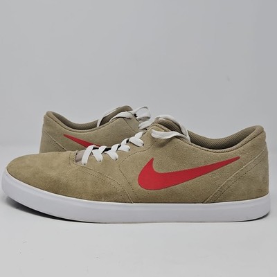 Nike SB Check Tan Beige Red Skate Shoes 705265-261 Men's Size 13 US Athletic