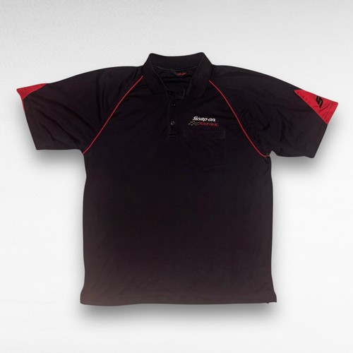 Snap On Racing Tools Polo Shirt Size L Black Red Short Sleeve - Picture 2 of 12