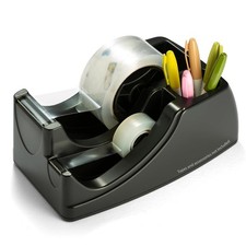 Compact Black Tape Dispenser - Heavy-Duty, Efficient Cuts  Organized Storage