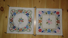 VTG Hand-Made Floral Embroidered Throw Pillow Shams Cases 17.5x17.5 100 Cotton