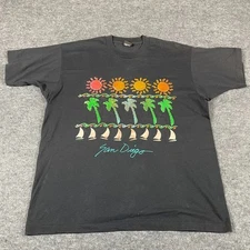 VTG Screen Stars Best T Shirt Mens XL Black San Diego Single Stitch Beach 90s