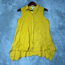 NWT Fever Women's S Sleeveless Button-Down High-Low Tunic Top Mango Mojito i2010