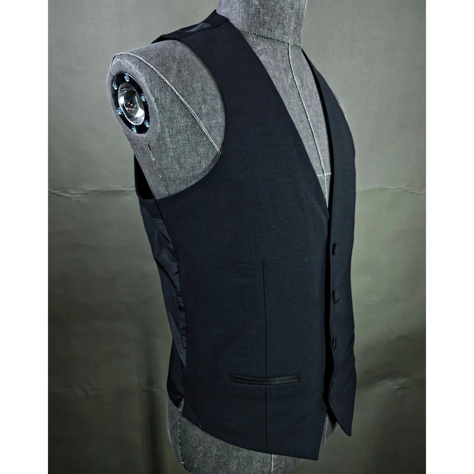 bar III Tuxedo Vest Mens Small Black Stretch Slim Fit Suit Formal Wool Blend NWT - Image 3 of 4
