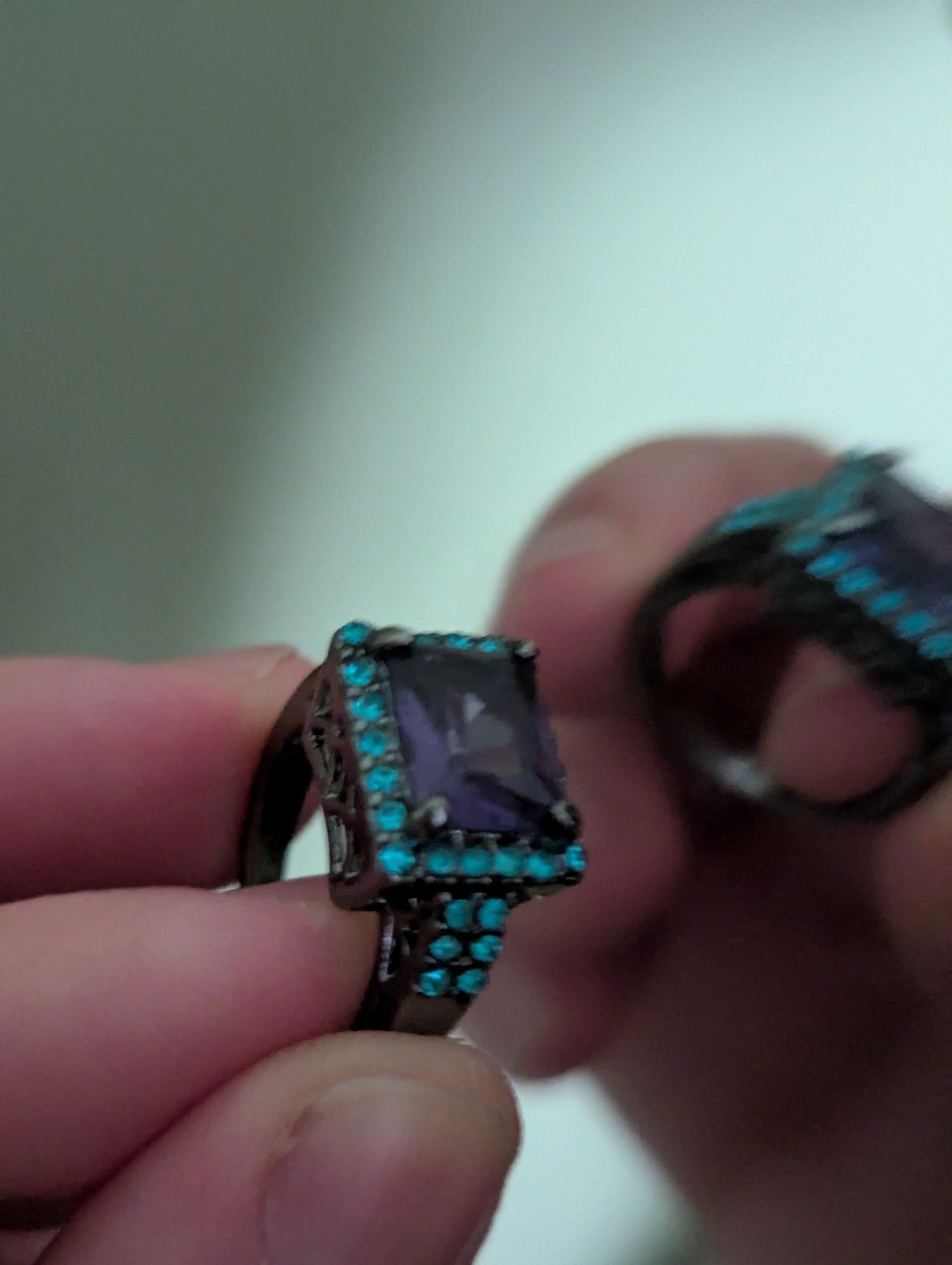 A purple Rectangular Stud Ring - image 21