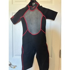 DBX Short Sleeve Wetsuit Black Gray with Red Trim Kids size L