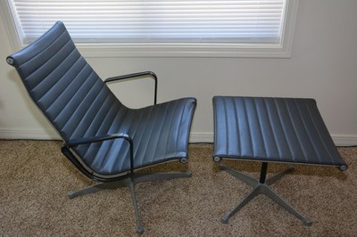   Vintage   Herman Miller Eames Leather Aluminum Group Lounge Chair & Ottoman
