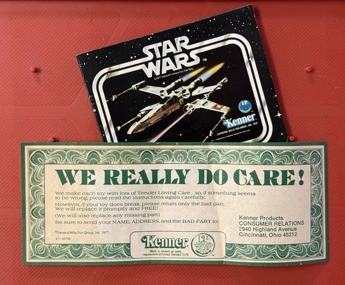 Vintage Star Wars Paperwork BOOKLET & WE REALLY CARE Insert 1979 Kenner NICE!!