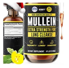 HERBIFY Mullein Liquid Drops Lung Cleanse Leaf Extract Immunity Digestion 4oz