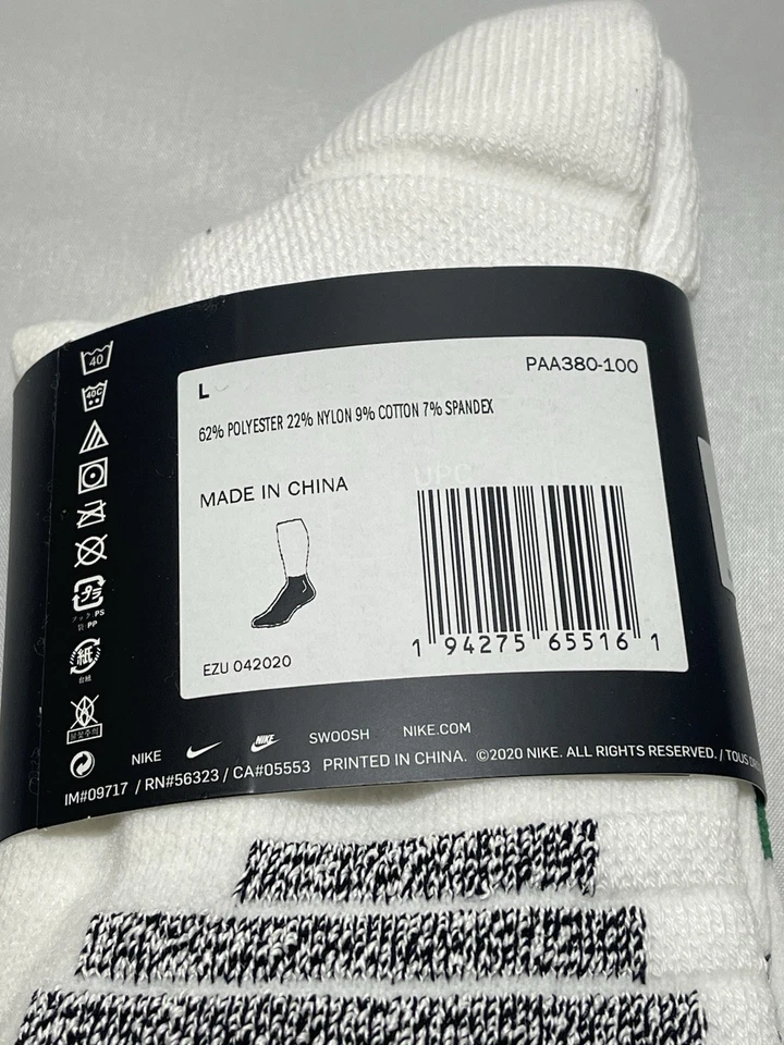 NBA Nike Authentic Black Socks Size Large M8-12/W10-13 Ankle Socks PAA380-100 - Image 3 of 4