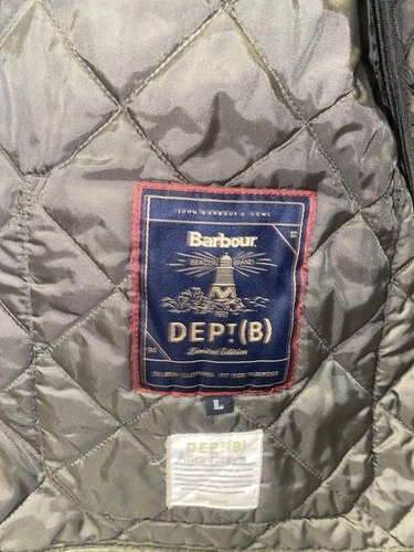 Barbour Dept B Lock Quilt Quilted Jacket Green with Corduroy Collar Men’s Large image 10