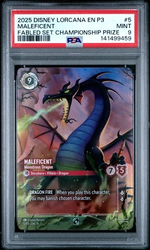 2025 DISNEY LORCANA EN P3-PROMO #5 MALEFICENT - MONSTROUS DRAGON PSA 9