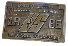 Vintage Brass Belt Buckle US Shooting Team 1988 Official Sponsor Seoul Olympics