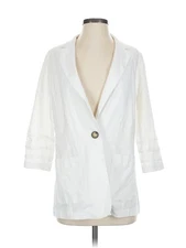 H By Halston Women White 3/4 Sleeve Button-Down Shirt S