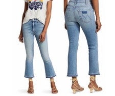 Mother Superior Jeans Hustler Ankle Undone Hem Sz 28 Light Wash Flare