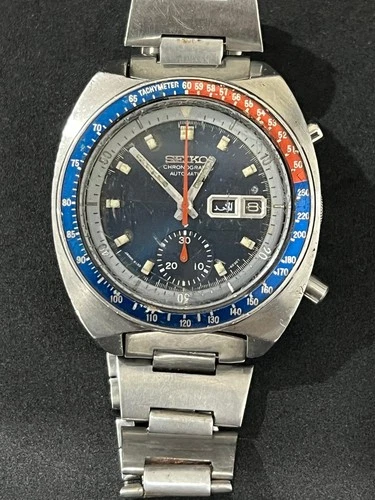 Vintage Seiko Automatic Chronograph Men's Watch – Pepsi Tachymeter Bezel