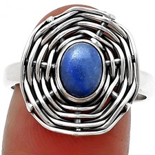 Natural Blue Quartz 925 Sterling Silver Ring s.8.5 Jewelry R-1445