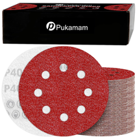 120 StüCk Schleifpapier 125Mm Klett 40 KöRnung Schleifscheiben FüR 8 Loch Rund E
