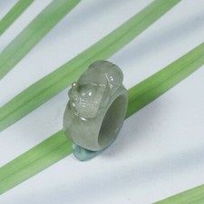 USA 10.5 Certified Natural Genuine Type A Jadeite Jade PiXiu Ring 6336