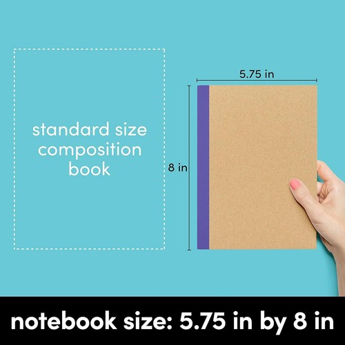 48-Pack Composition Notebook Journals,120 Pages, Kraft Cover with Rainbow Spines - Picture 5 of 6