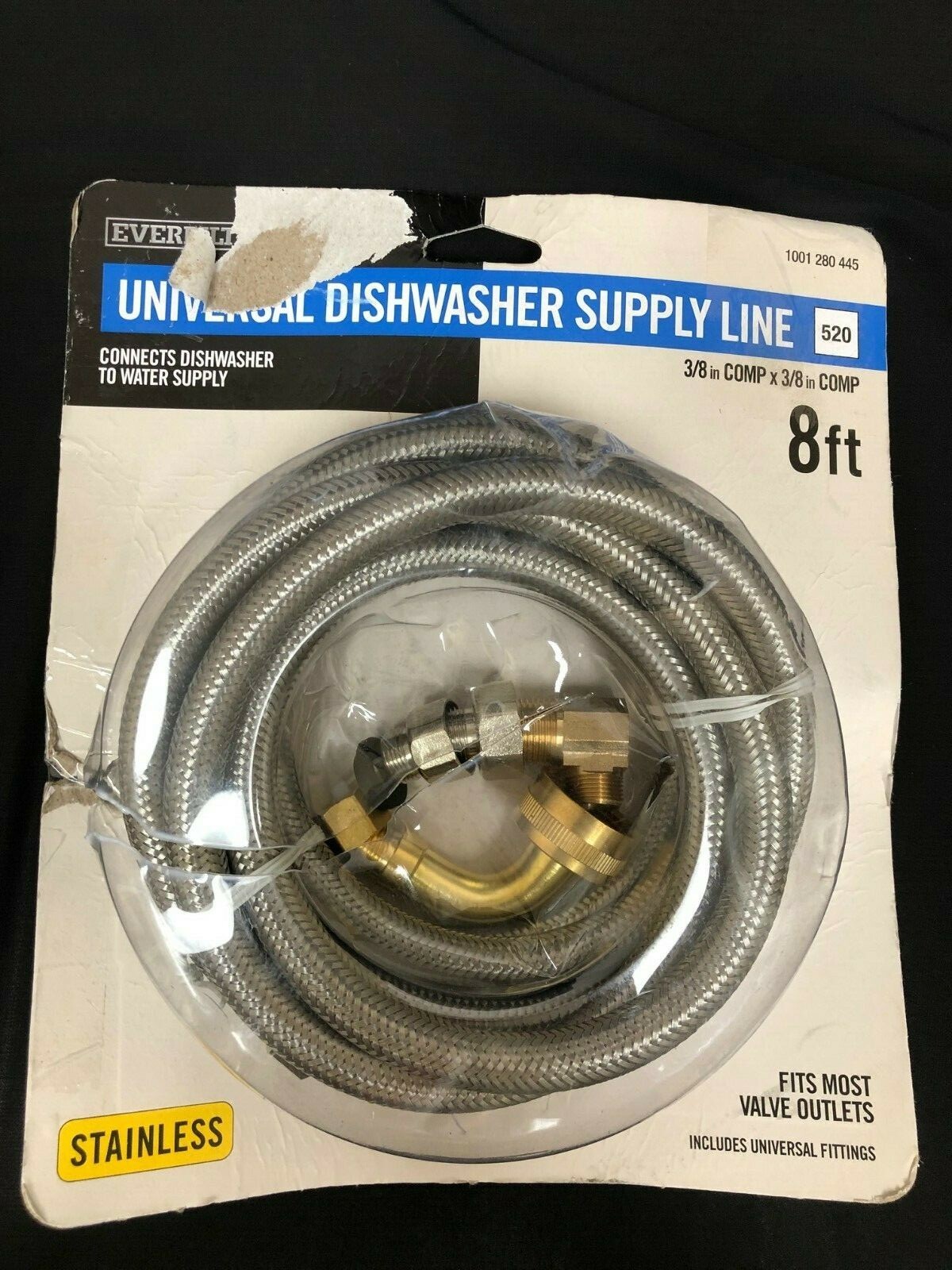 Everbilt 3/8 x 3/8 x 96 in. Stainless Steel Universal Dishwasher Supply