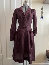 Vintage Size 7 Jody T Of California Eggplant Tea Mid Knee Length Dress W Pockets