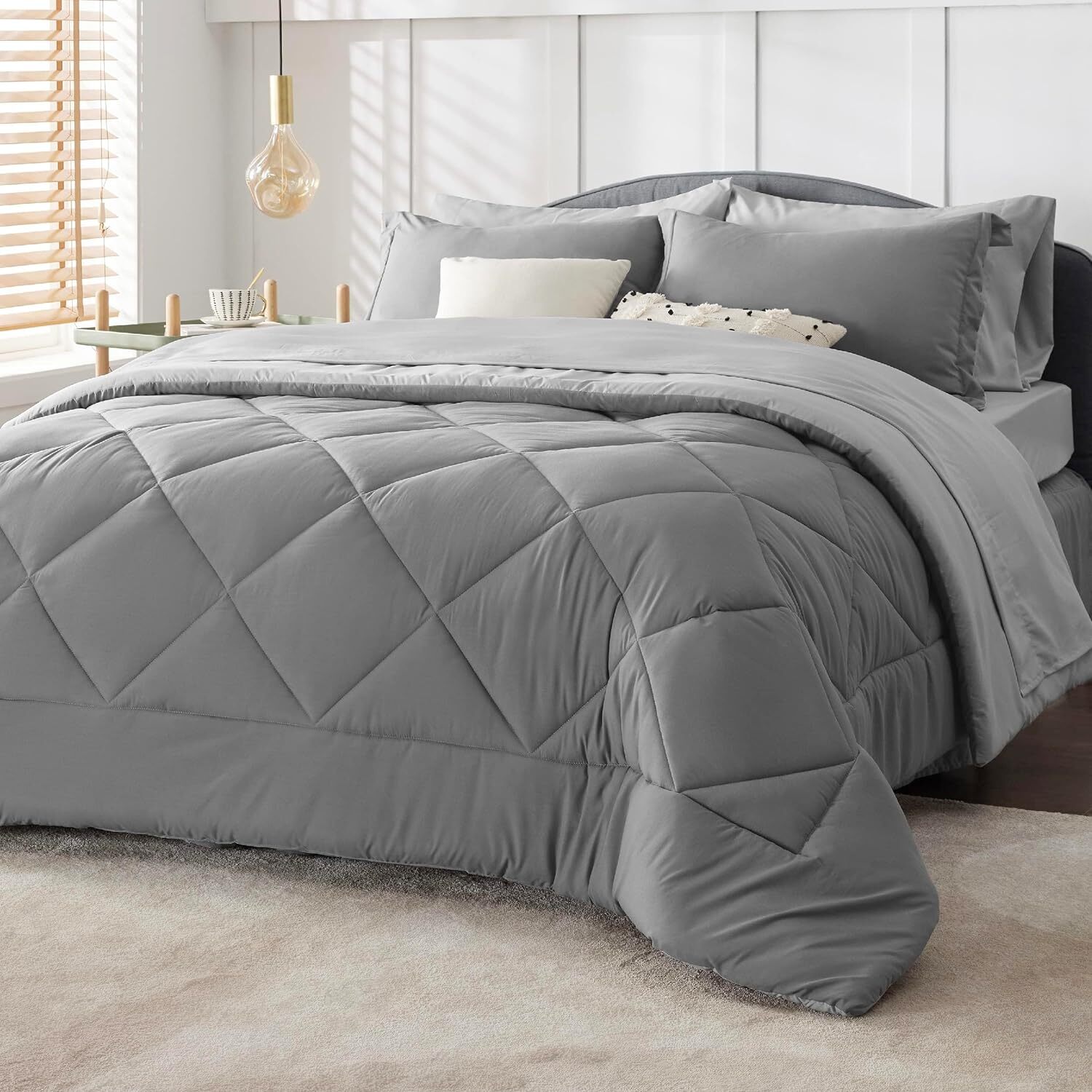 Comforter Set 7 Pieces Reversible Comforters Queen Size Bed Set Bed in a Bag US-image