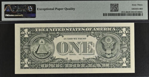 1988 $1 Federal Reserve Note - PMG 63EPQ - Dual Autograph - Ortega / Brady - Picture 3 of 3