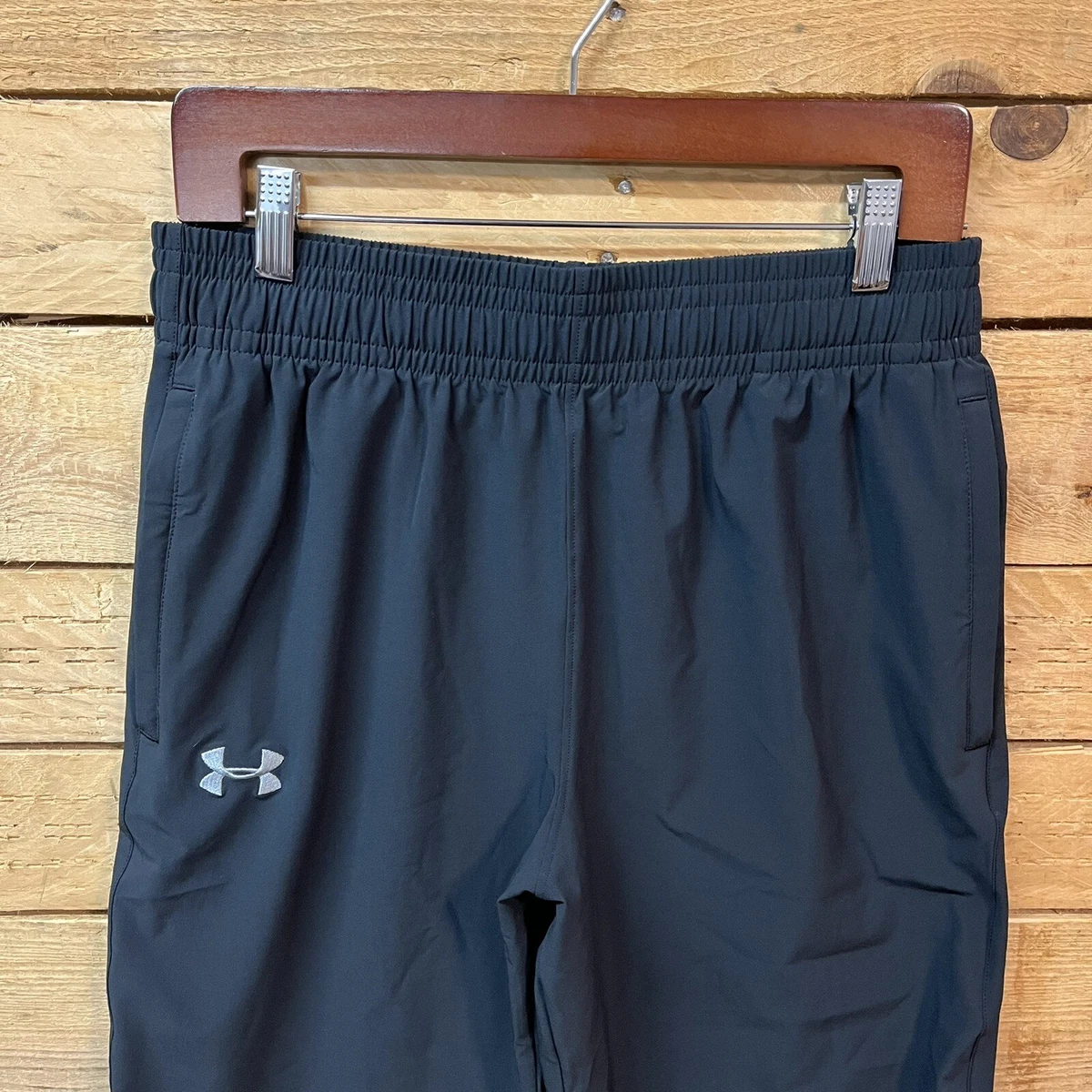 Under Armour UA Squad Woven Warm Up Pants Mens M Black Ankle Zip