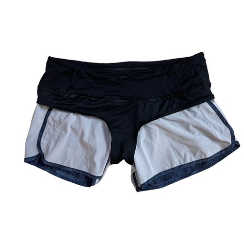 Lululemon Athletica Tie Dye Shuffle Blue & Black Run Speed Shorts 8 - Picture 4 of 7