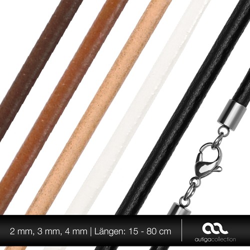 Lederkette Halskette Lederband Kette Echtleder Rindsleder Karabiner Edelstahl