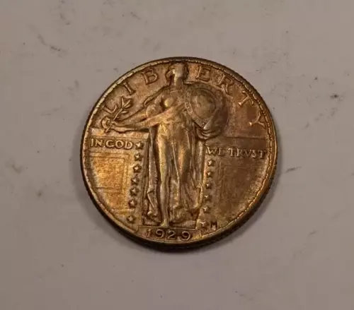 1929 Standing Liberty Quarter * Almost Uncirculated AU++ Toned * XQ131