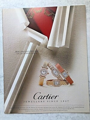 1995 WERBUNG CARTIER JUWELIER MINI EDEL UHREN KUNSTWESEN UNIKAT FEIN 1847