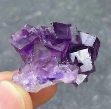 Natural Raw Stone Purple Fluorite Mineral Specimen Crystal Cluster Healing