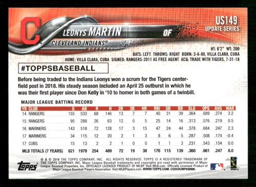 2018 Topps Update #US149 Leonys Martin - Picture 2 of 2
