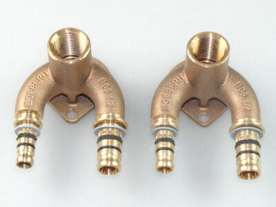 2x GEBERIT MEPLA DOPPELWANDSCHEIBE 16 MM x 1/2''  x 20 MM MEPLAFIX DECKENWINKEL 